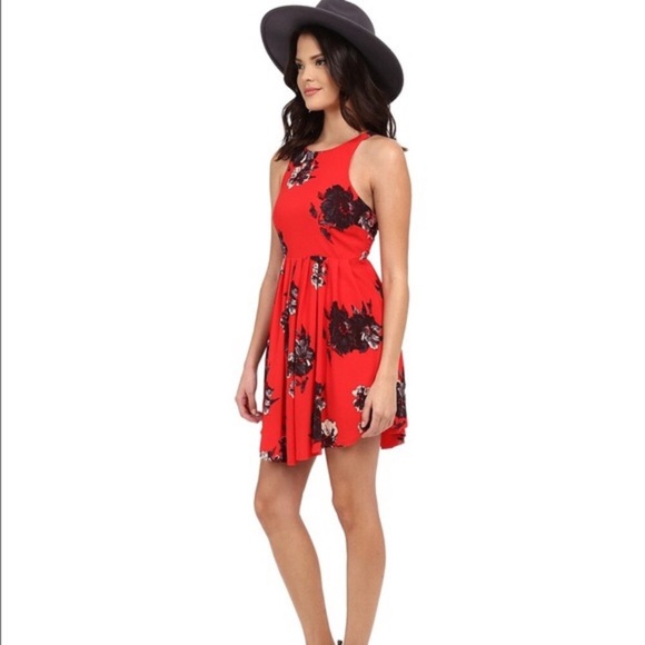 Free People floaty red dress large floral print - Picture 3 of 8
